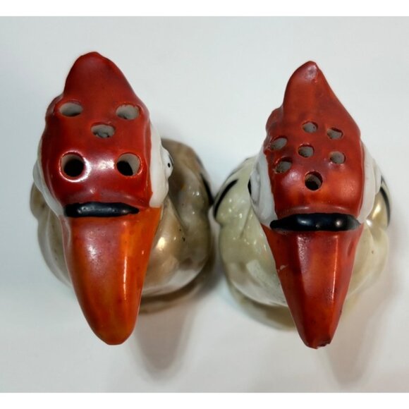 Vintage Luster ware Bird Salt and Pepper Shakers Blue & Tan - Picture 2 of 5
